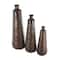 Dark Brown Hammered Texture Metal Vase Set